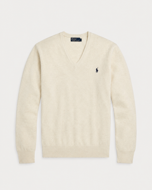 Ralph Lauren Cashmere V-Neck Sweater (Beige)