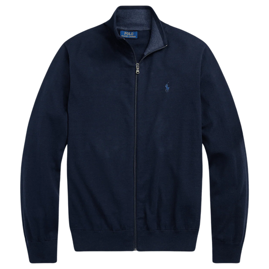 Men's 100% Cashmere Ralph Lauren Full-Zip Sweater (Navy Blue)