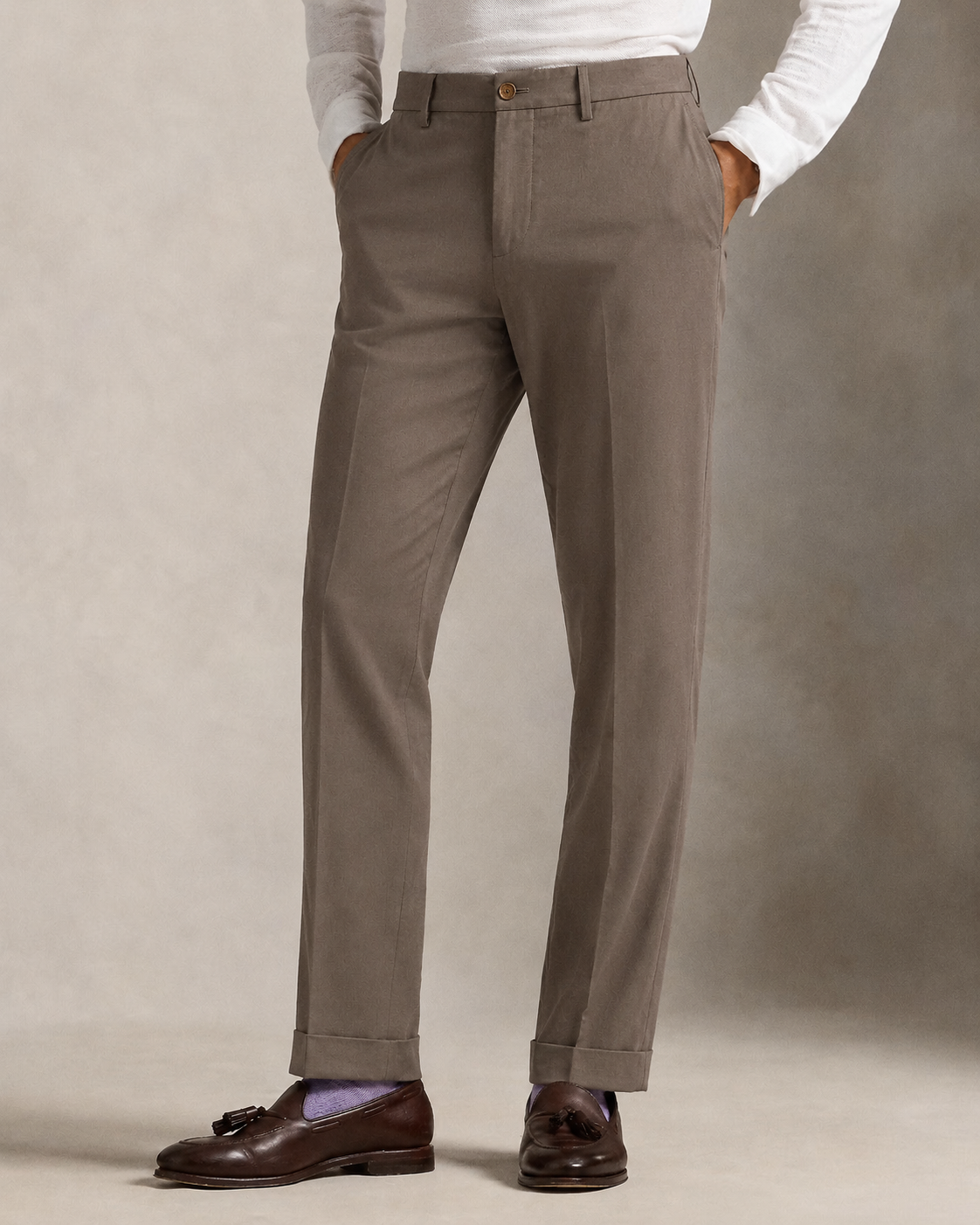 Men's Ralph Lauren Button Linen Pants (Khaki)