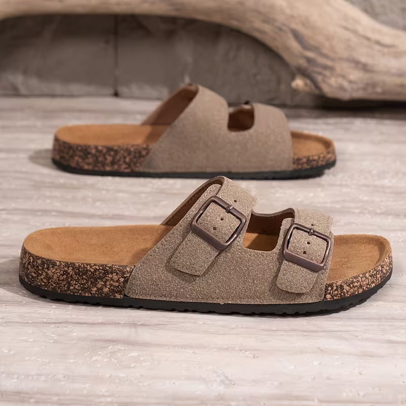 Men's Buckle Sandals (Beige)