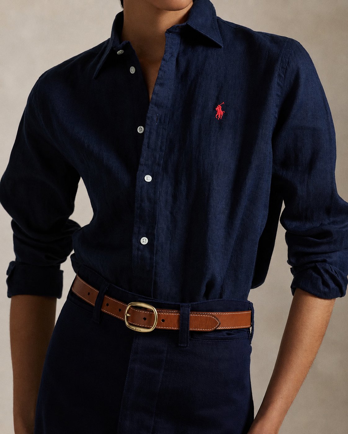 Women's Ralph Lauren Linen Shirt (Navy Blue)
