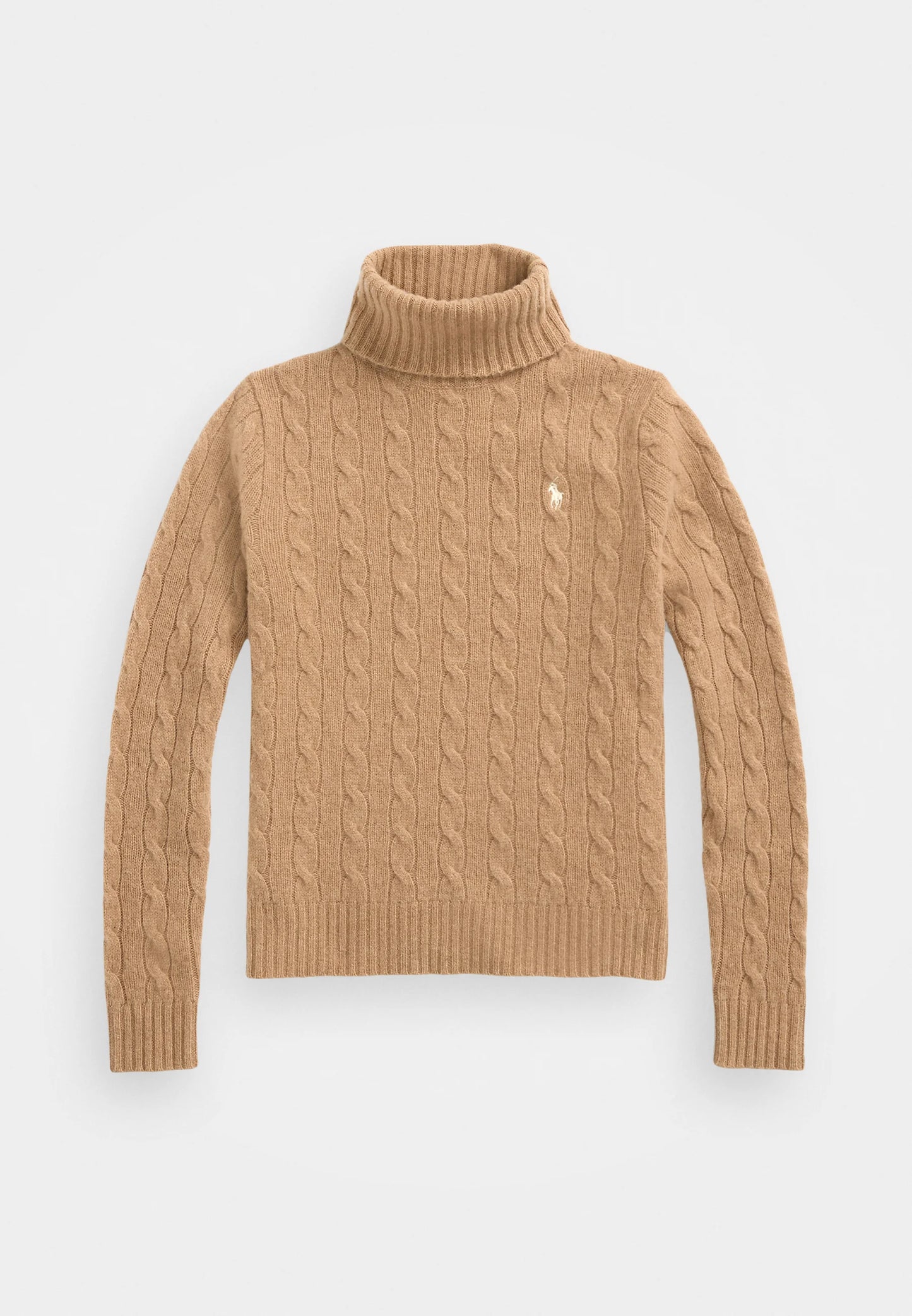 Women's Ralph Lauren Cable-Knit Turtleneck Sweater (Brown)