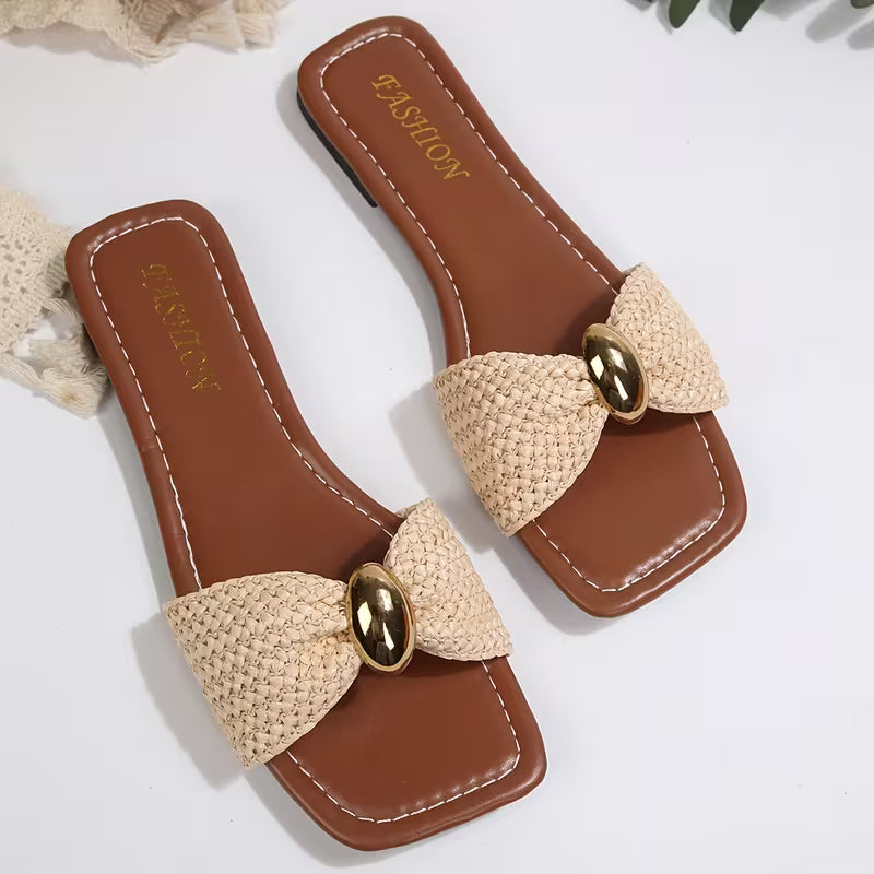 Women's Butterfly Buckle Sandals (Apricot)