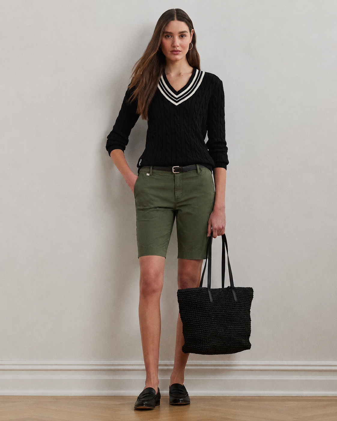 Women's Ralph Lauren Cotton Chino Shorts (Green)