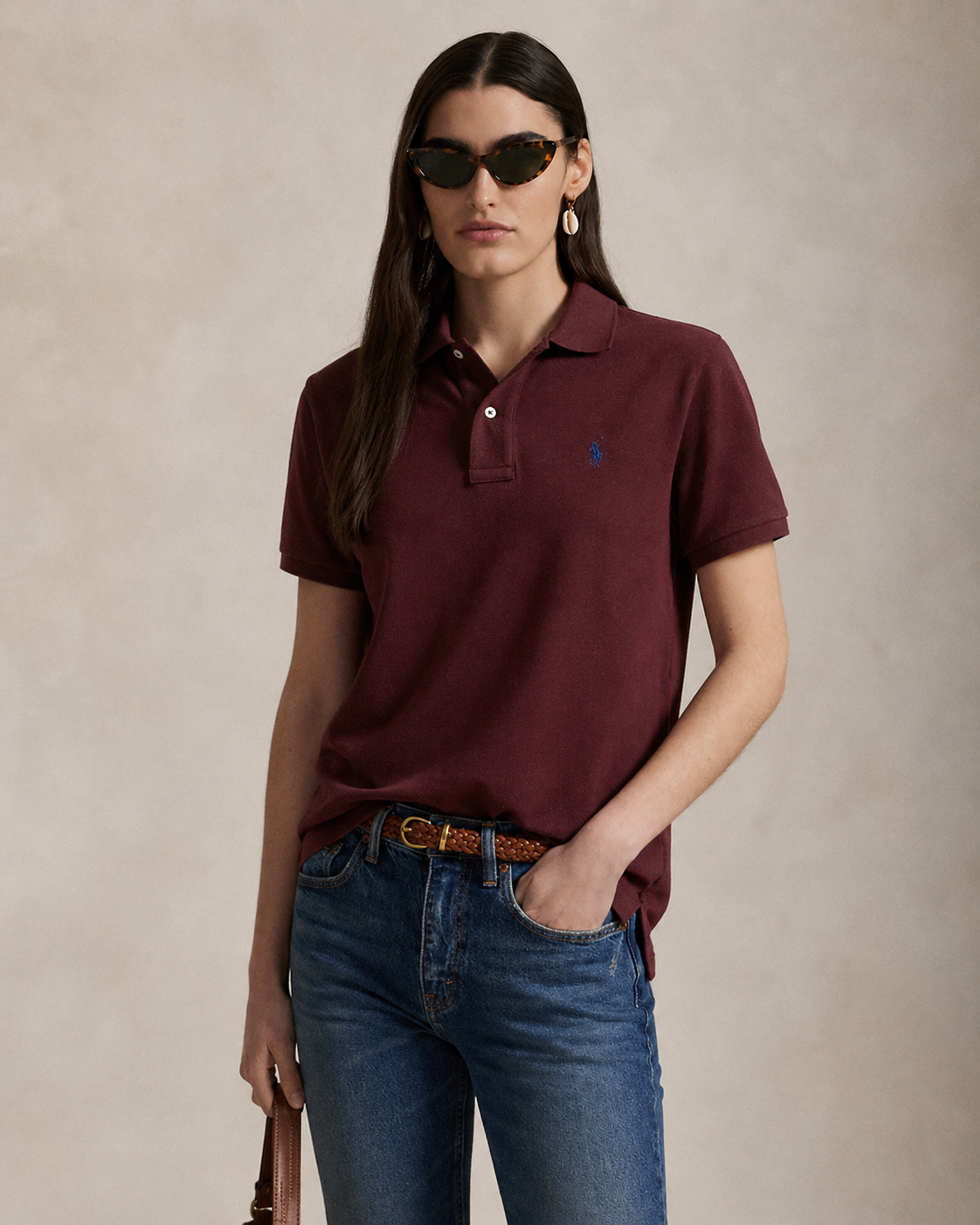 Women's Ralph Lauren Polo Shirt (Dark Red)