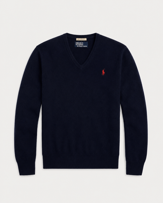 Ralph Lauren Cashmere V-Neck Sweater (Navy Blue)