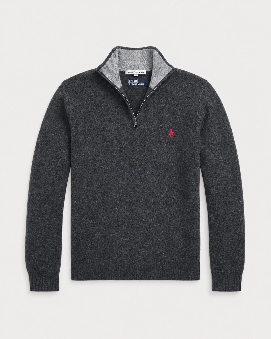 Ralph Lauren Cashmere Quarter-Zip Sweater (Dark Grey)