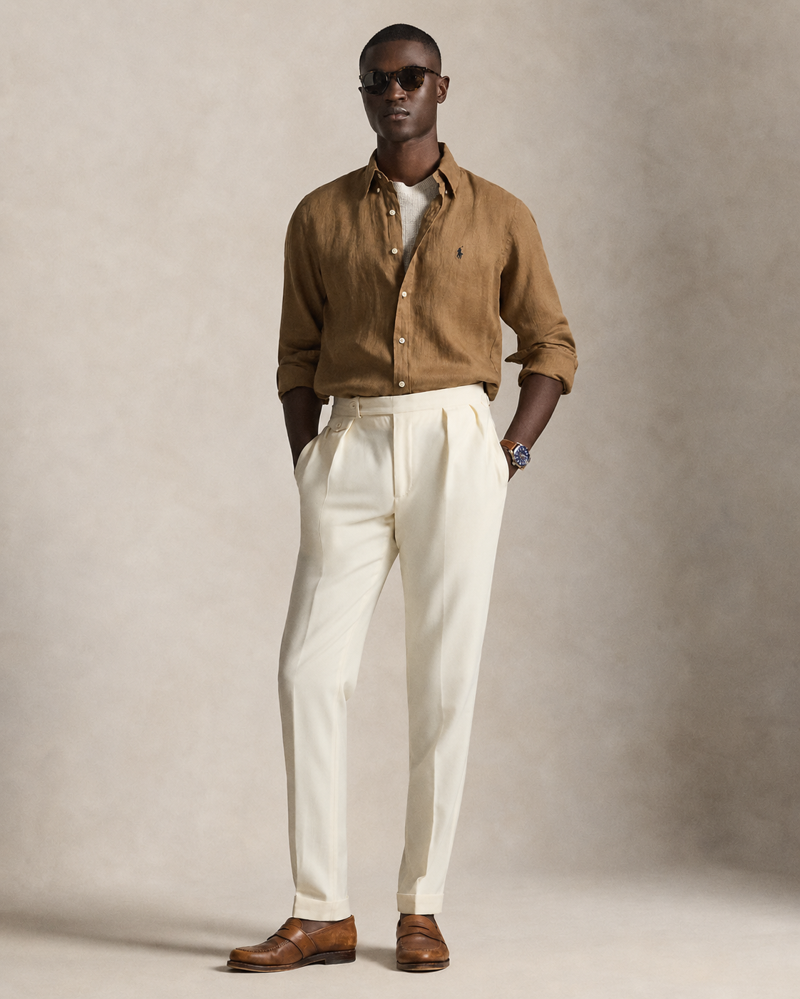 Men's Ralph Lauren Linen Shirt (Brown)