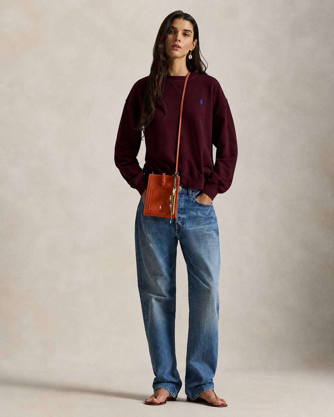 Women's Ralph Lauren Crewneck Sweater (Dark Red)