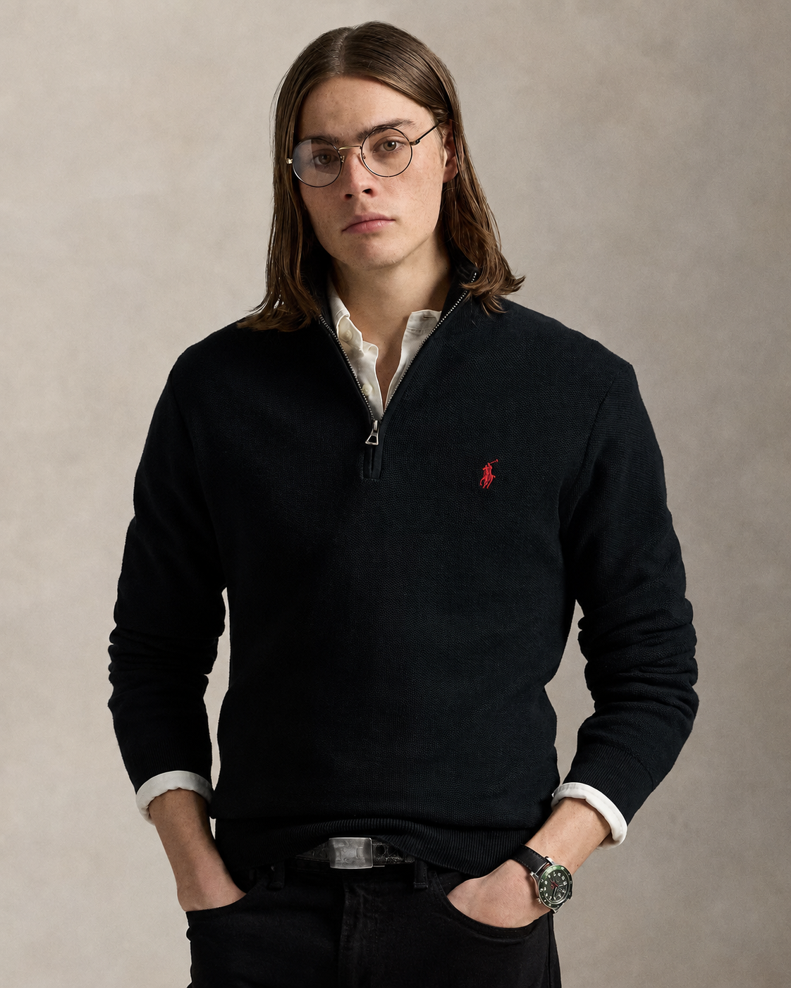 Men's Ralph Lauren Quarter-Zip Sweater (Black)