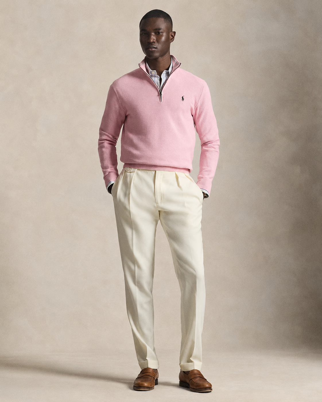 Men's Ralph Lauren Quarter-Zip Sweater (Baby Pink)