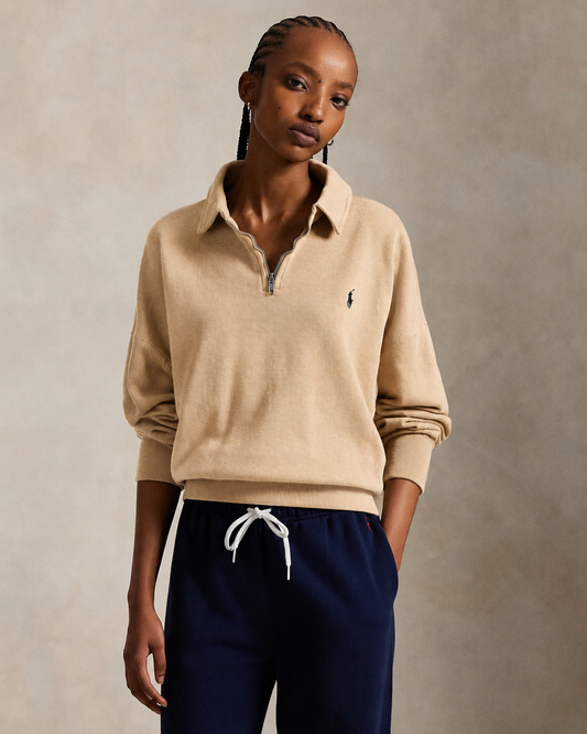 Women's Ralph Lauren Quarter-Zip Sweater (Beige)