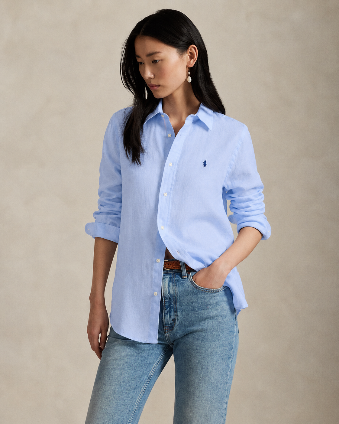 Women's Ralph Lauren Linen Shirt (Blue)