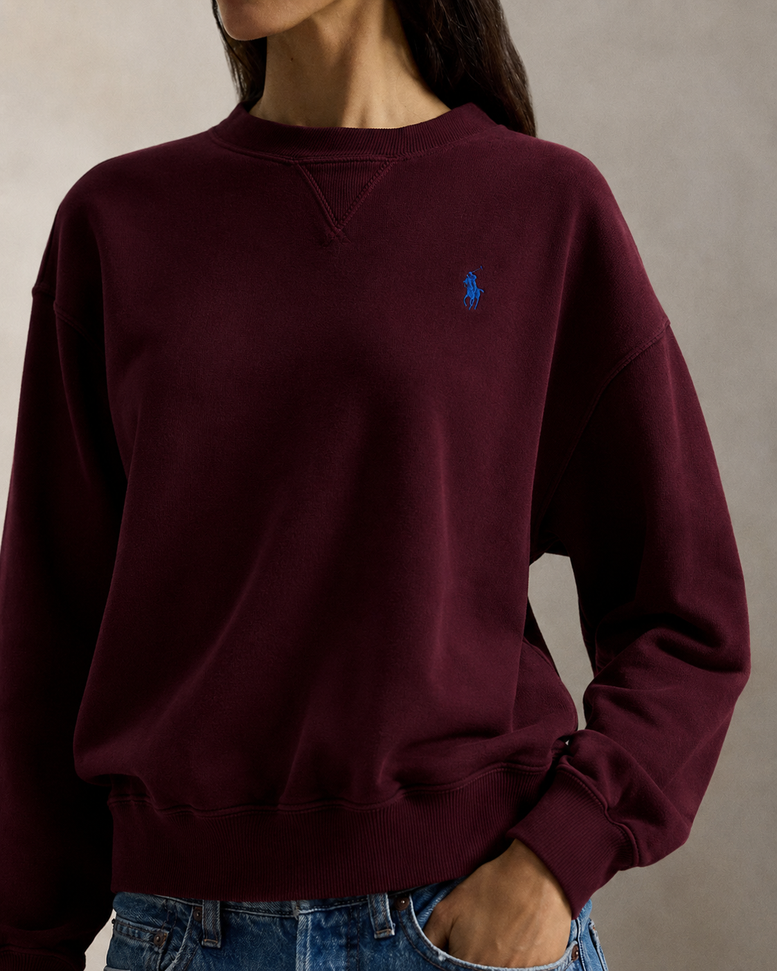 Women's Ralph Lauren Crewneck Sweater (Dark Red)
