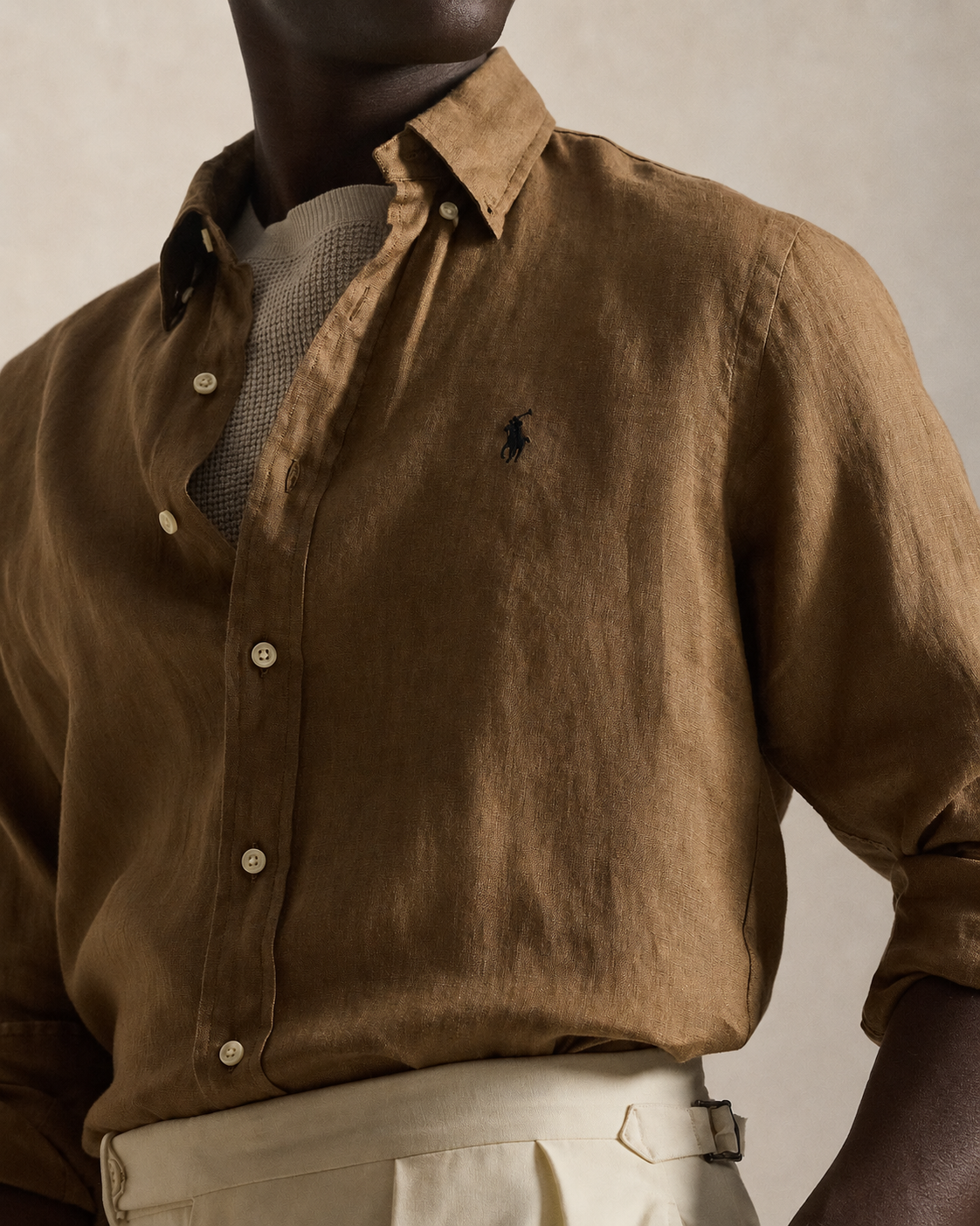 Men's Ralph Lauren Linen Shirt (Brown)