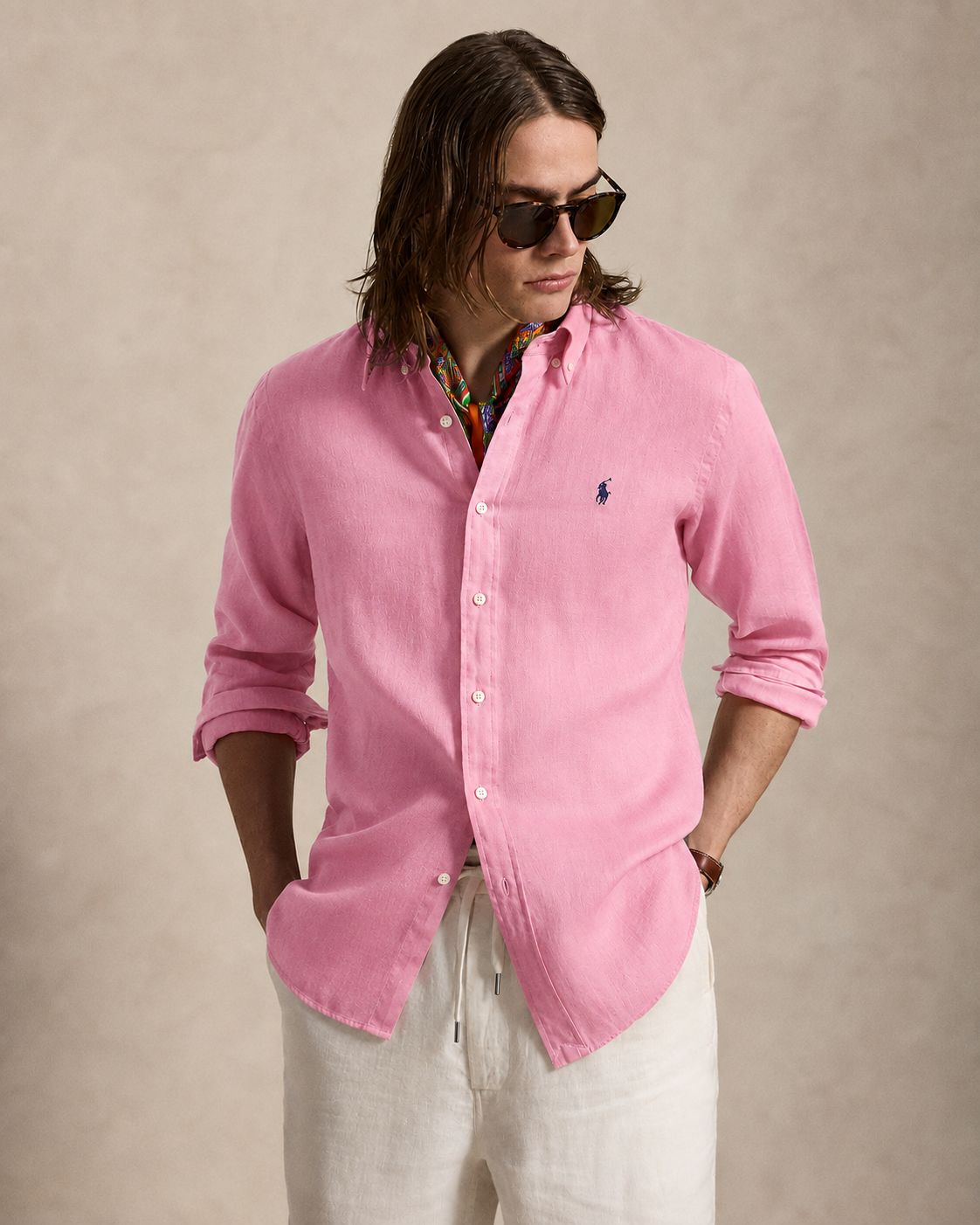 Men's Ralph Lauren Linen Shirt (Pink)
