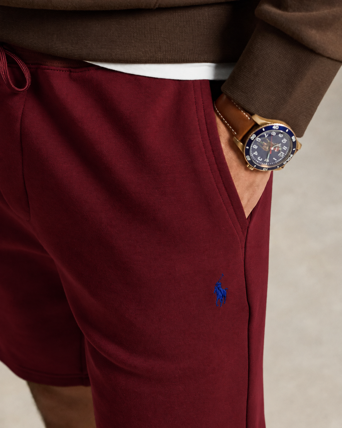 Men's Ralph Lauren Fleece Shorts (Dark Red)