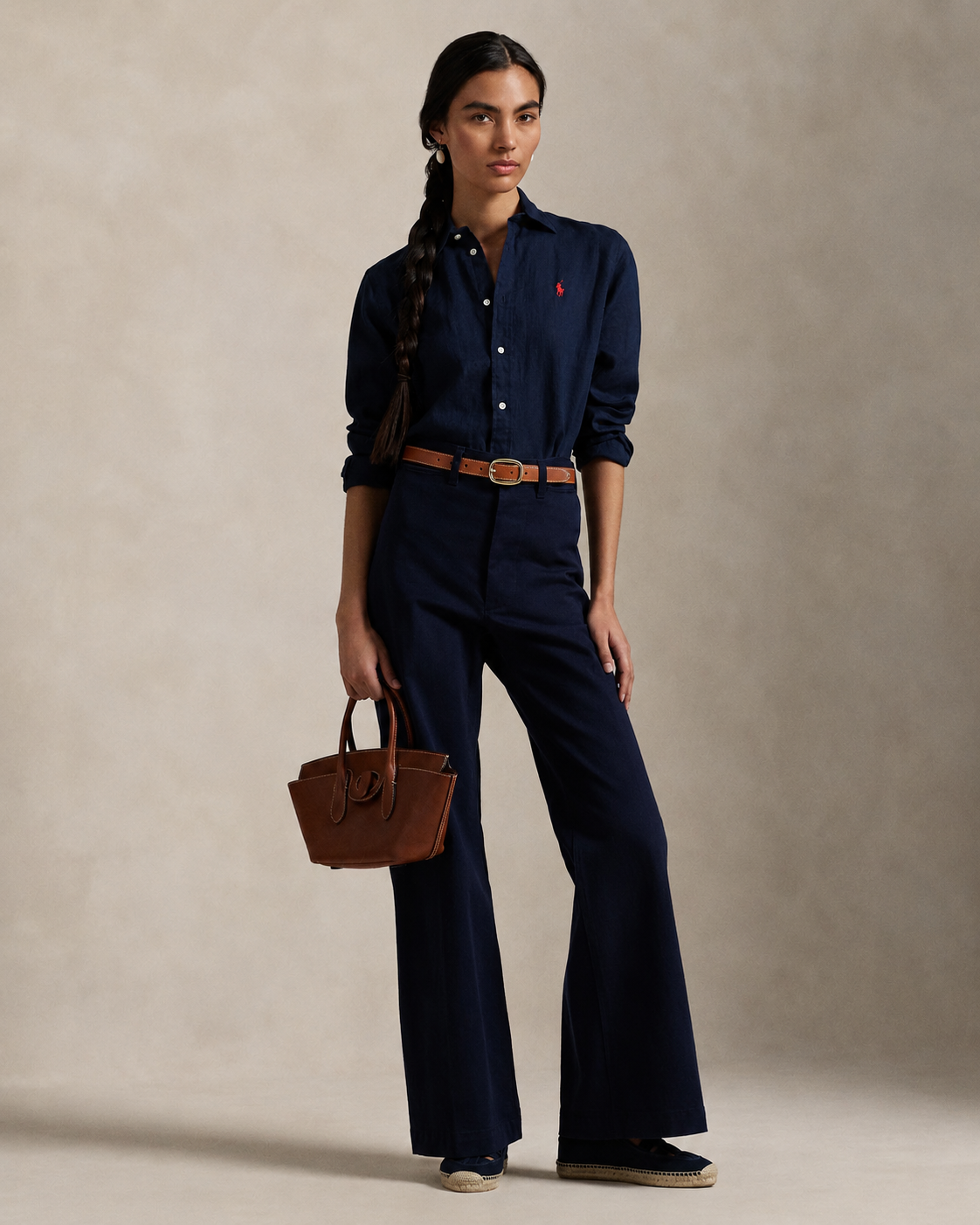 Women's Ralph Lauren Linen Shirt (Navy Blue)