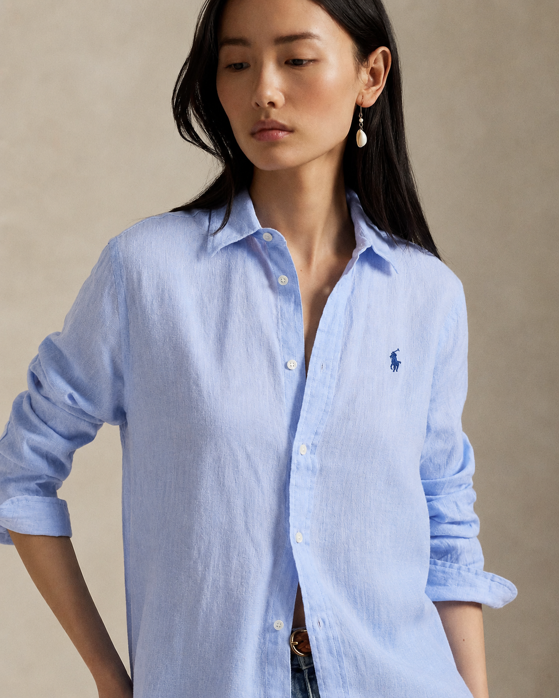 Women's Ralph Lauren Linen Shirt (Blue)