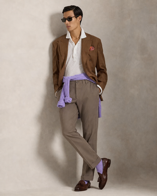 Men's Ralph Lauren Button Linen Pants (Khaki)