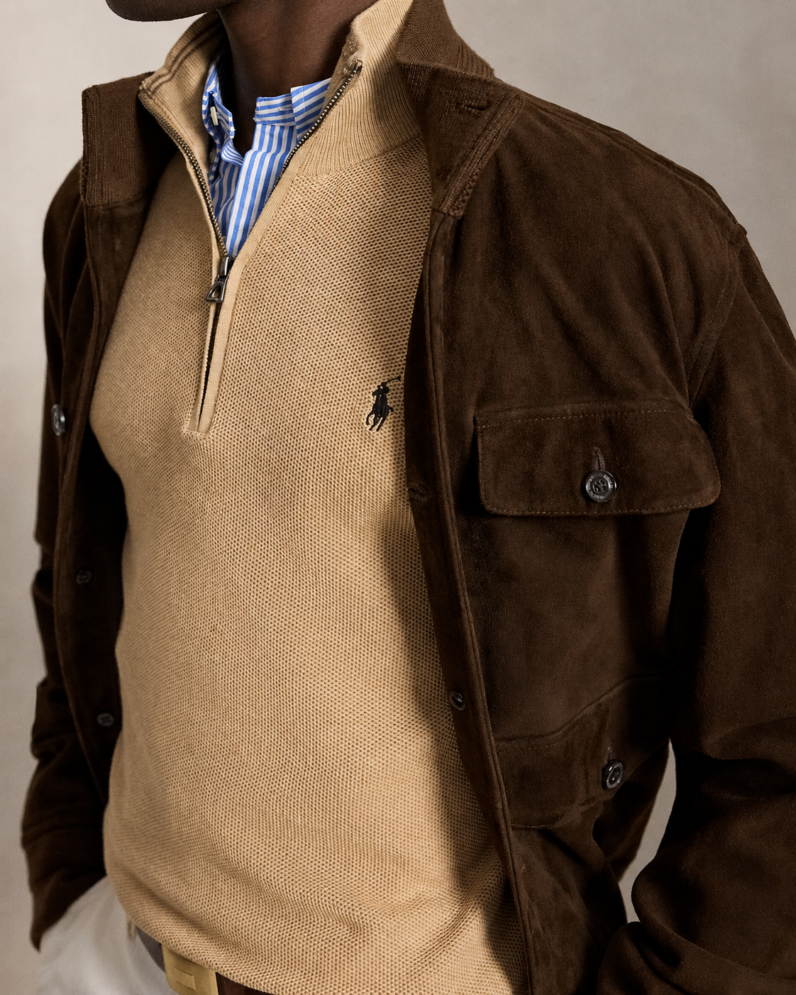 Men's Ralph Lauren Quarter-Zip Sweater (Beige)