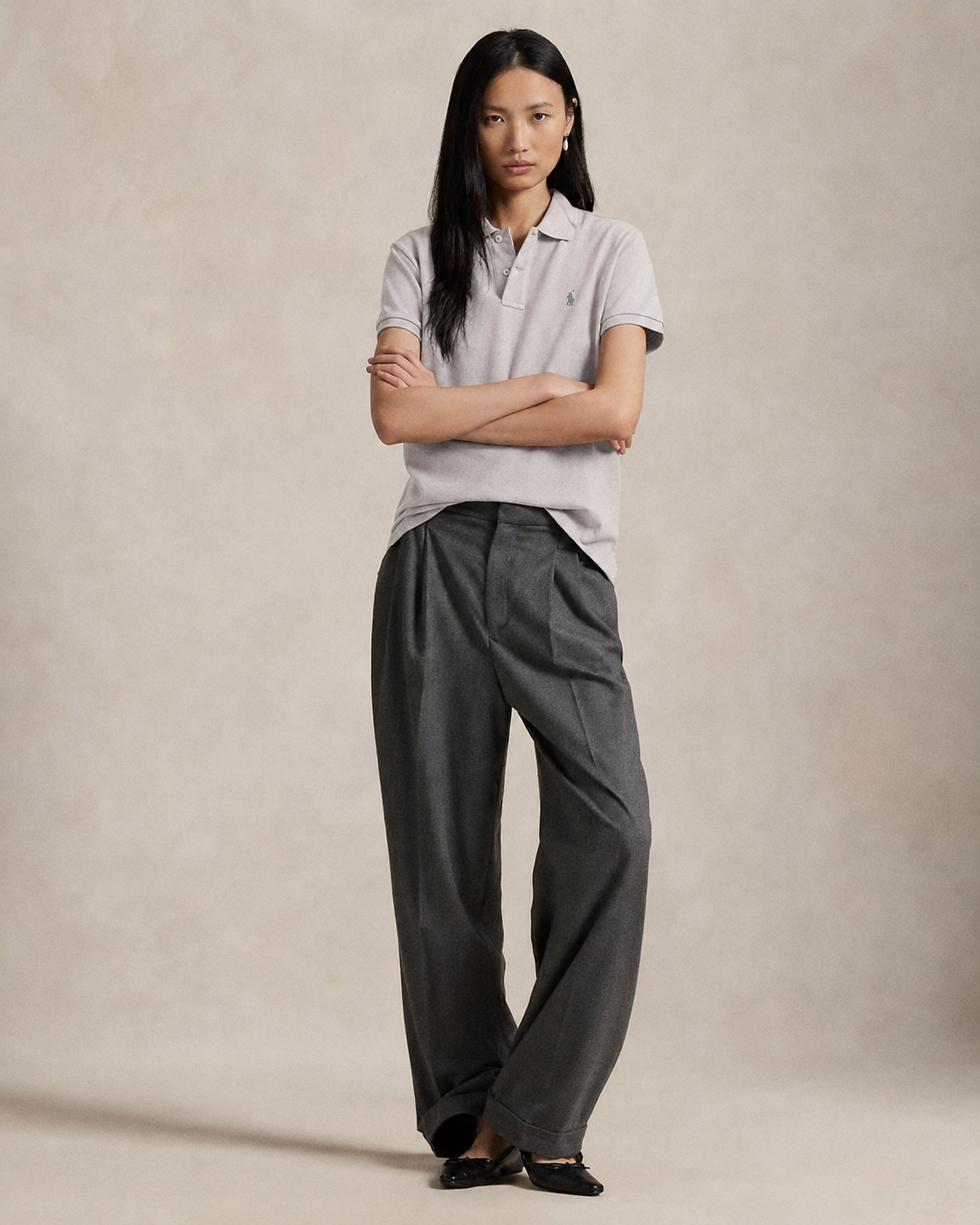 Women's Ralph Lauren Polo Shirt (Light Grey)