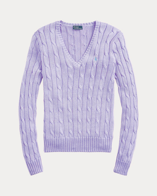 Men's Ralph Lauren Cable-Knit V-Neck Sweater (Purple)