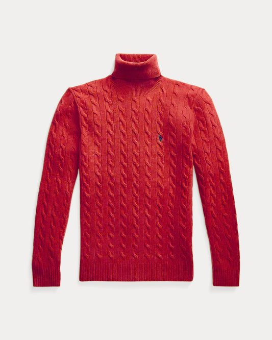 Men's Ralph Lauren Cable-Knit Turtleneck Sweater (Red)