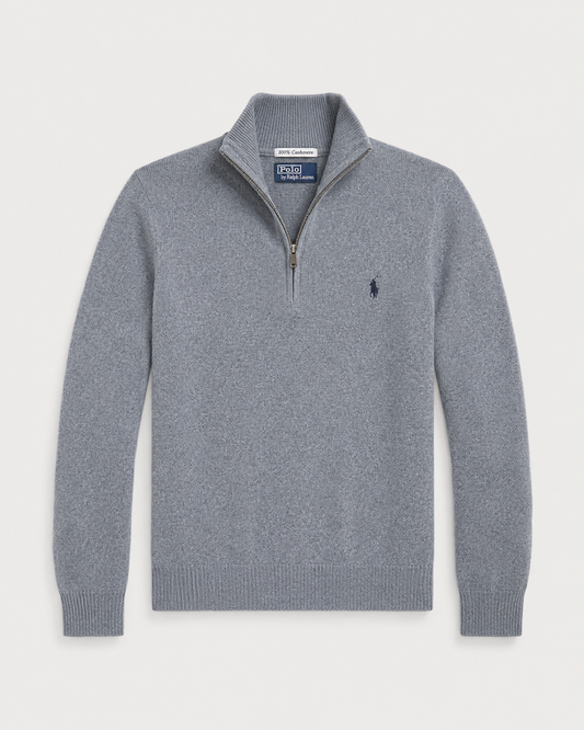 Ralph Lauren Cashmere Quarter-Zip Sweater (Grey)