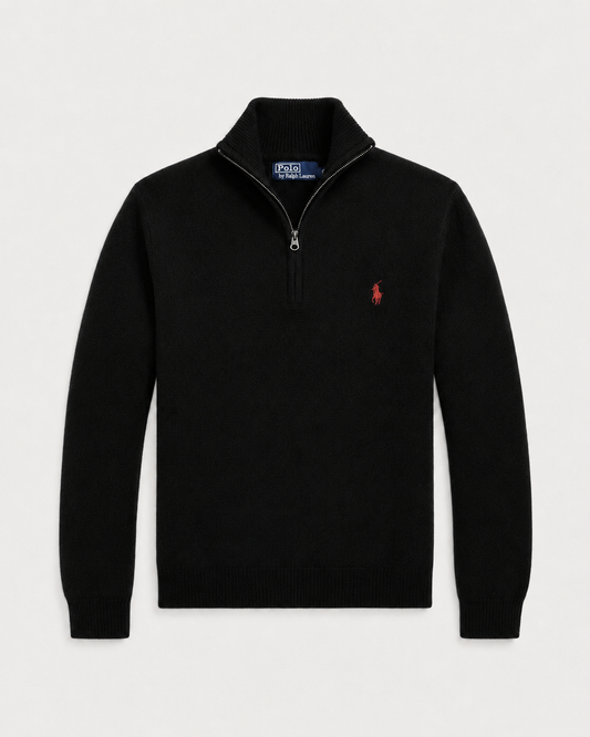 Ralph Lauren Cashmere Quarter-Zip Sweater (Black)