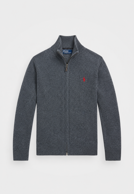 Ralph Lauren Cashmere Full-Zip Sweater (Dark Grey)