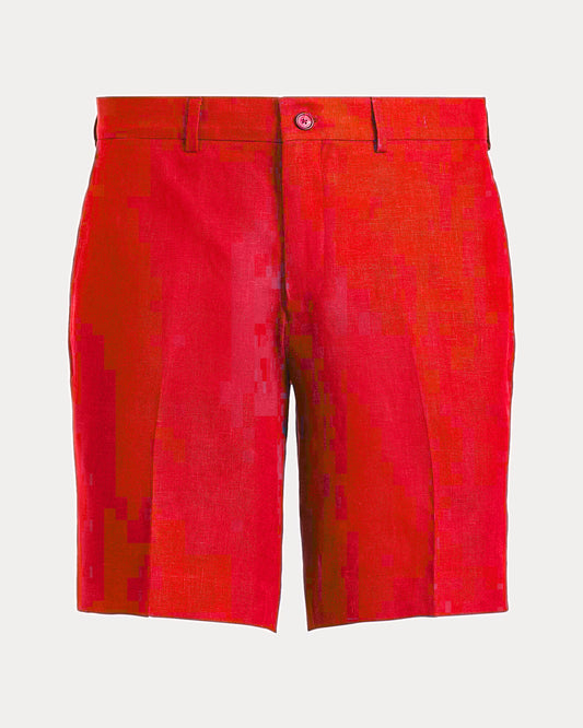 Men's Ralph Lauren Button Linen Shorts (Red)