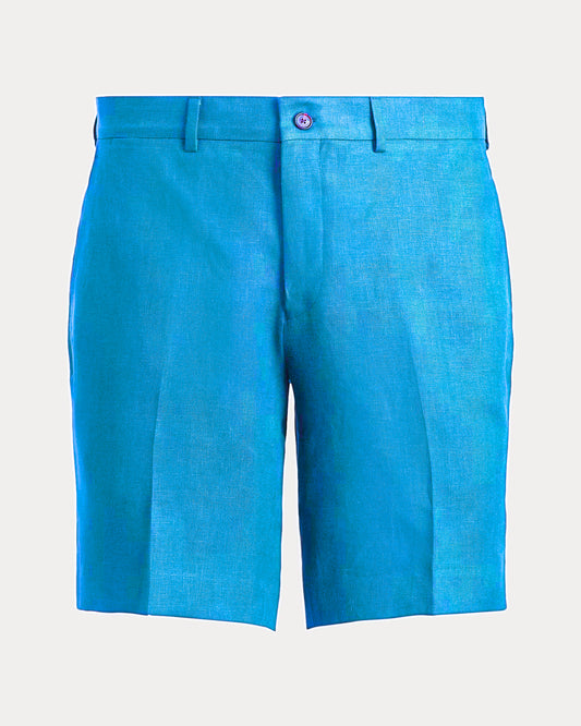 Men's Ralph Lauren Button Linen Shorts (Light Blue)