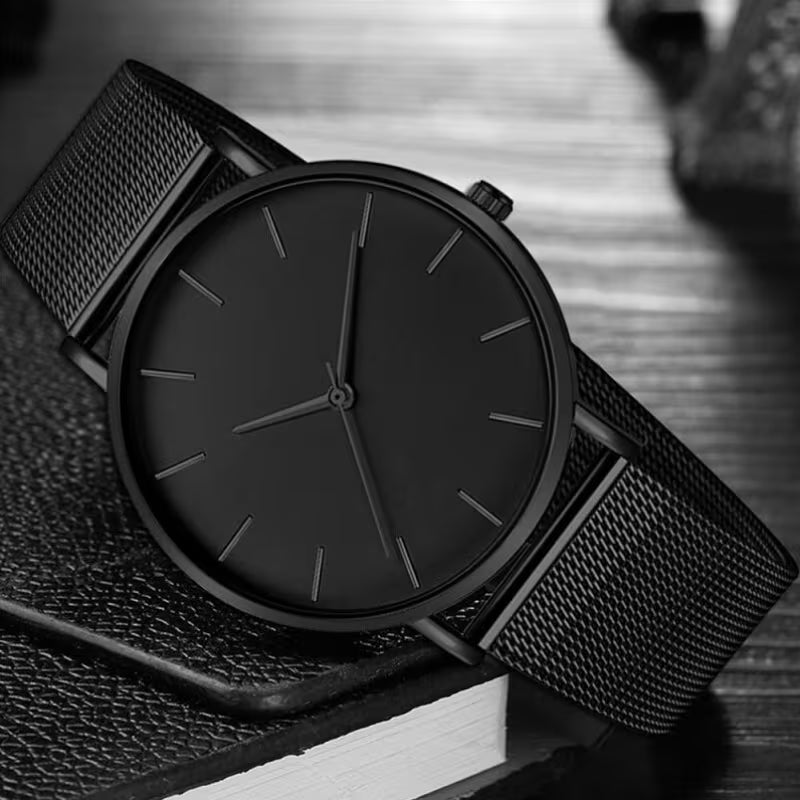Men's Minimalist Mesh Watch (Black)