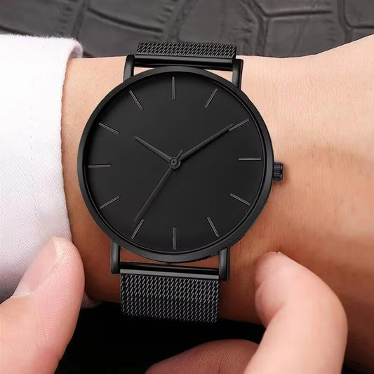 Men's Minimalist Mesh Watch (Black)