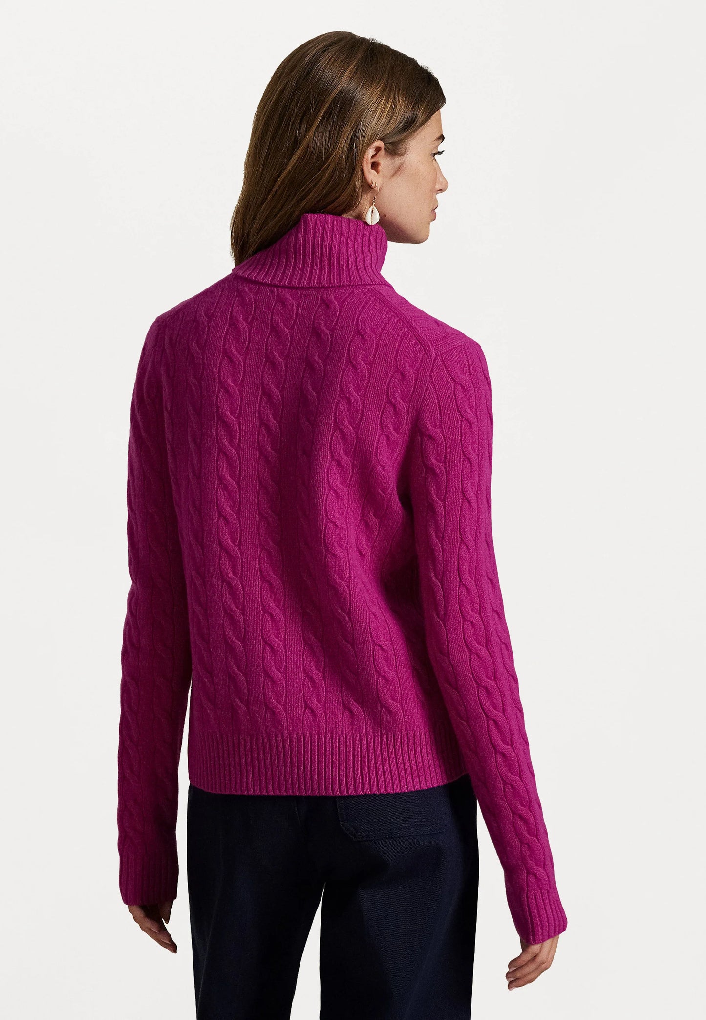 Women's Ralph Lauren Cable-Knit Turtleneck Sweater (Pink)