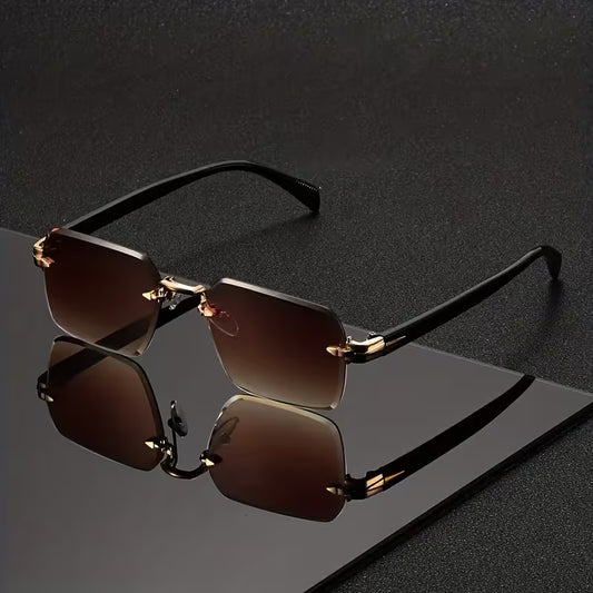 Men's Vintage Rectangle Sunglasses (Brown)