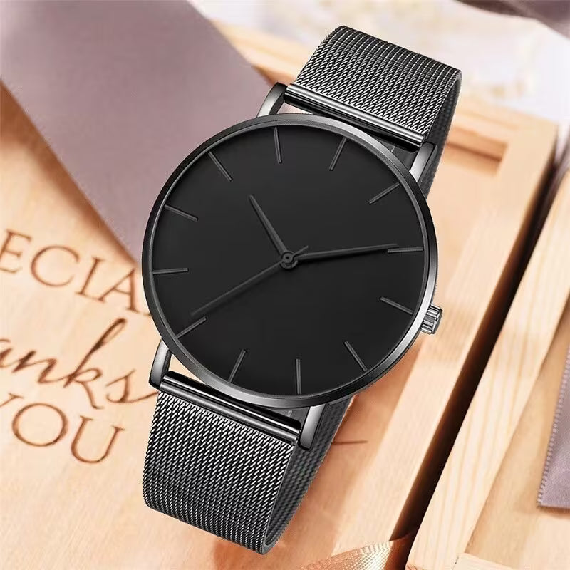 Men's Minimalist Mesh Watch (Black)