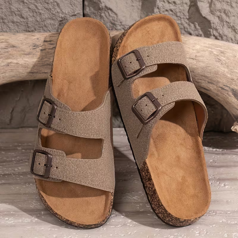 Men's Buckle Sandals (Beige)