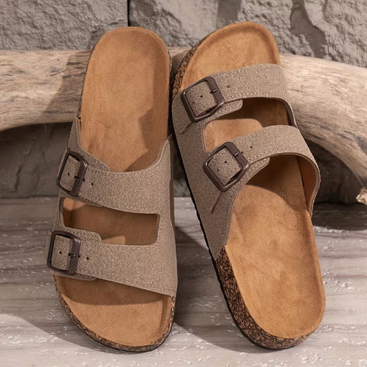 Men's Buckle Sandals (Beige)