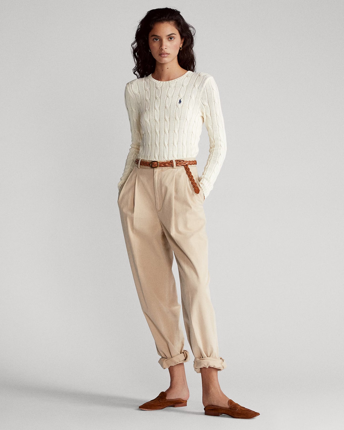 Women's Ralph Lauren Cable-Knit Sweater (White)