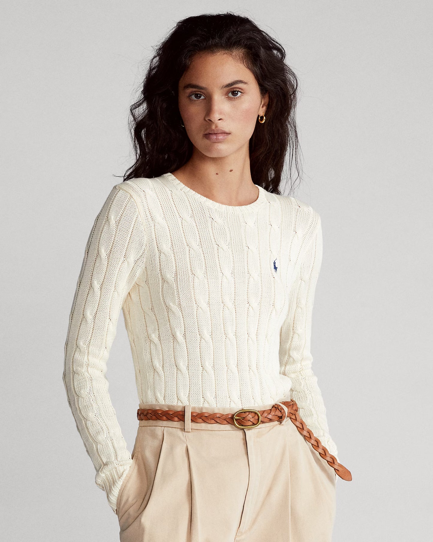 Women's Ralph Lauren Cable-Knit Sweater (White)