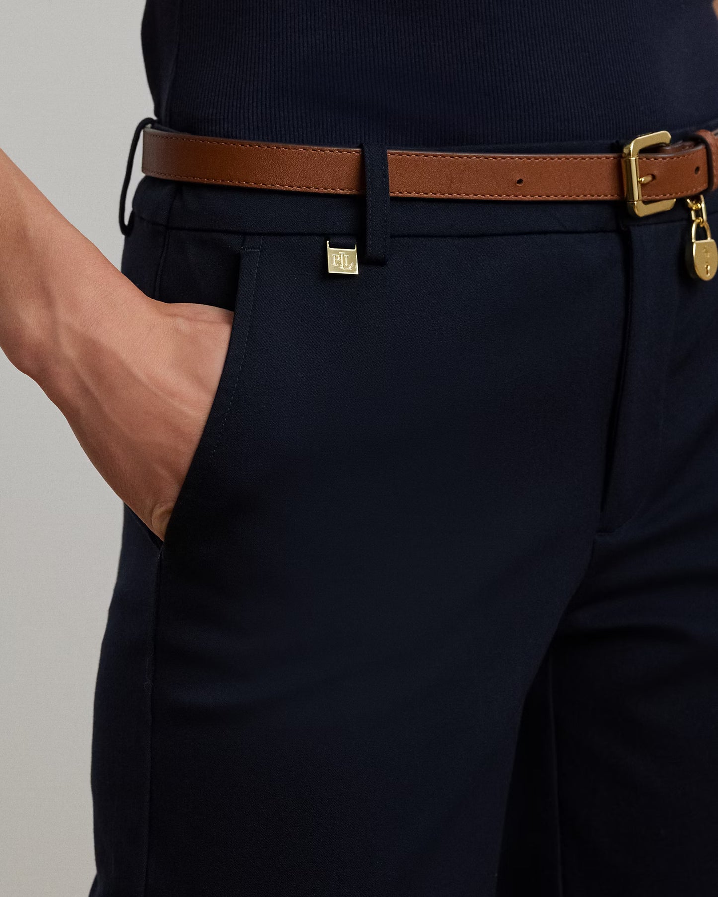 Women's Ralph Lauren Cotton Chino Shorts (Navy Blue)