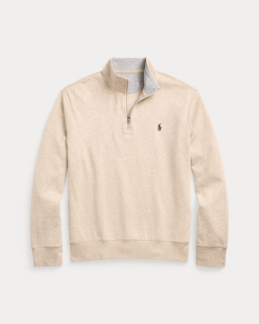 Men's 100% Cashmere Ralph Lauren Quarter-Zip Sweater (Beige)