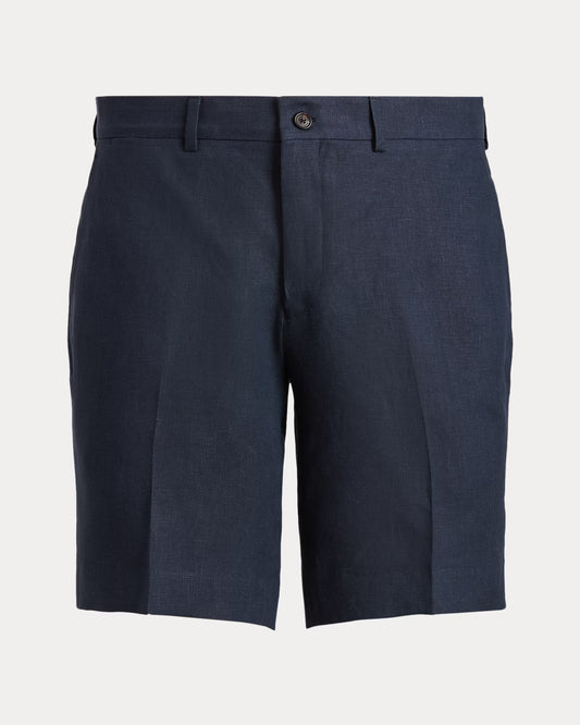 Men's Ralph Lauren Button Linen Shorts (Navy Blue)