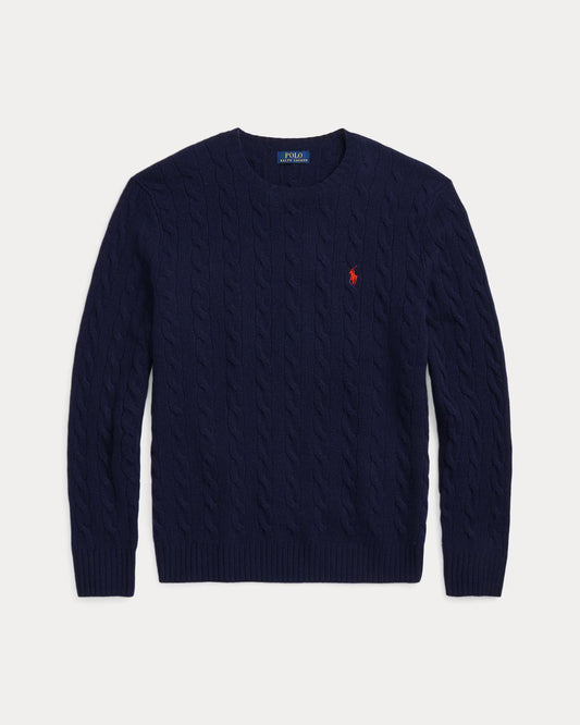 Men's 100% Cashmere Ralph Lauren Cable-Knit Sweater (Navy Blue)