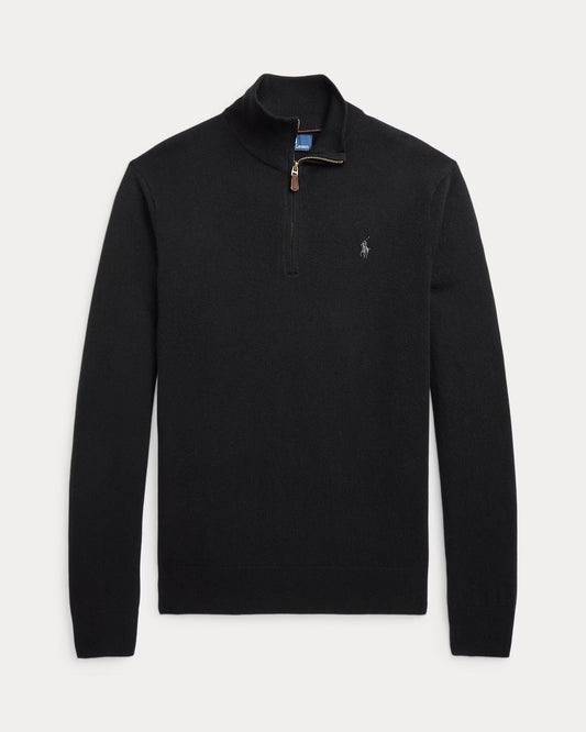 Men's 100% Cashmere Ralph Lauren Quarter-Zip Sweater (Black)