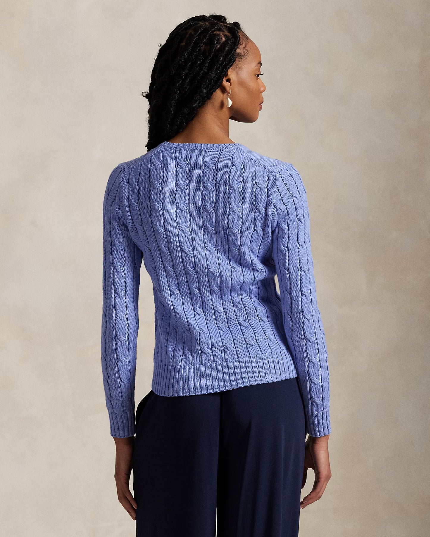 Women's Ralph Lauren Cable-Knit V-Neck Sweater (Light Blue)