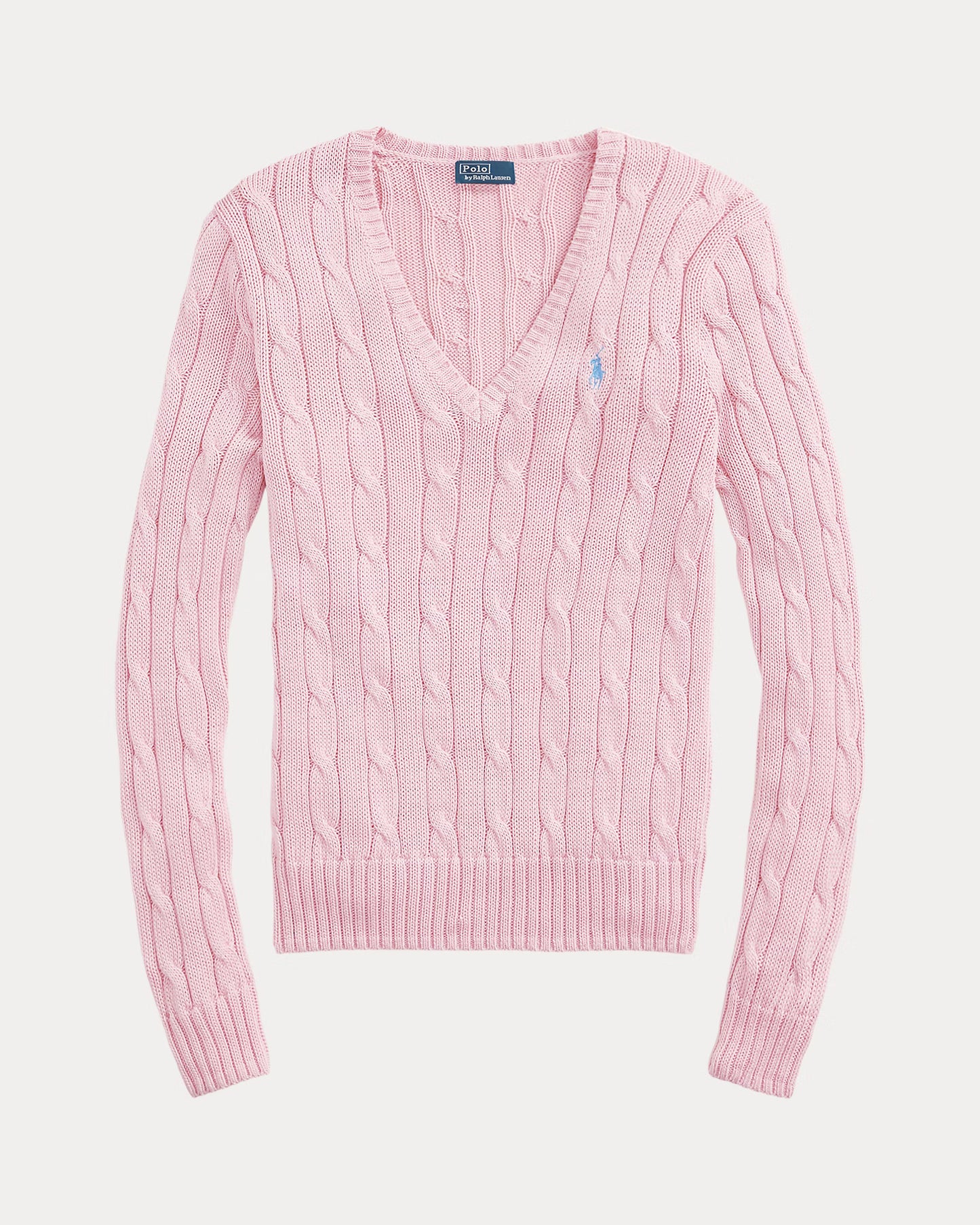 Women's Ralph Lauren Cable-Knit V-Neck Sweater (Pink)