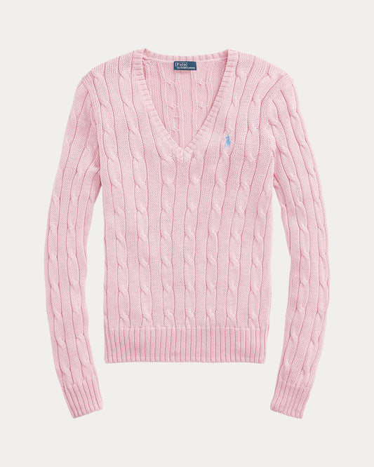 Men's Ralph Lauren Cable-Knit V-Neck Sweater (Pink)